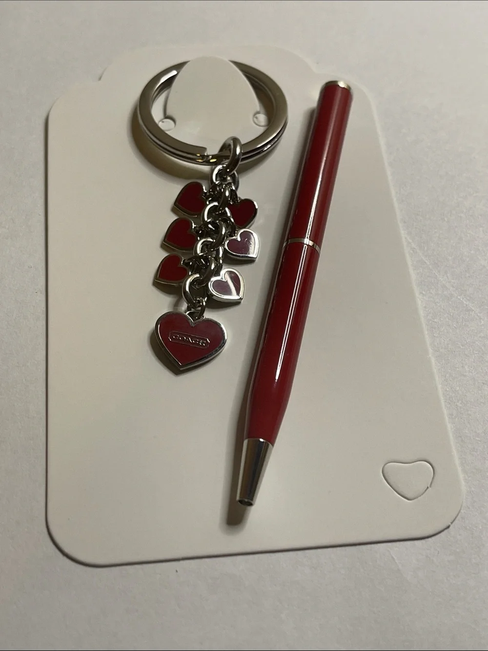 Coach Red Heart Charm Keyring and Coach Pen